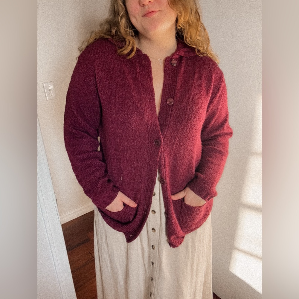 Vintage 1990s Cabin Creek Purple/Burgundy Knit Button Up Shacket
